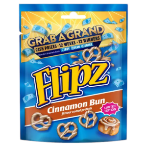 Flipz cinnamon bun flavour coated pretzels 80 g