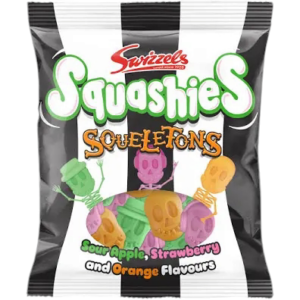 Swizzels squashies squeletons sour apple strawberry and orange flavours 120 g