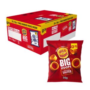 HULA HOOPS BIG HOOPS SALTED 20 x 70g FULL BOX (PM £1.25)