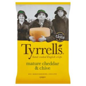 TYRRELLS CHEDDAR CHEESE & CHIVE POT CHIPS 150G