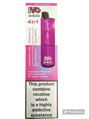 IVG 2400 PUFFS 4 in 1 (lemon and lime Pineapple Ice Bluerasoberry Ice Fizzy Cherry)