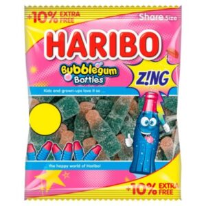 HARIBO Bubblegum Bottles Zing Jelly & Fizzy Sweets Sharing Bag 12 X154g