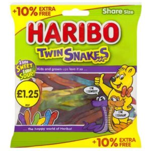 HARIBO Twin Snakes Fruit Flavour Gum Jelly Sweets Sharing Bag 12 X 154g