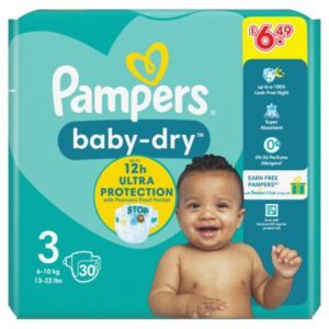 PAMPERS BABY DRY SIZE 3  30S