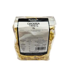 Bramik Chickpea Twists 100g – Crunchy Indian snack at best price from Goldenacre Minimarket, Edinburgh