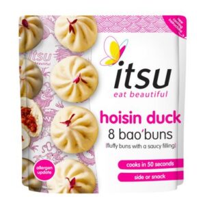 ITSU Hoisin Duck Bao Buns 256g – soft steamed fluffy buns filled with hoisin duck, available at Goldenacre Minimarket Edinburgh