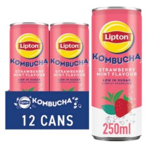 Lipton Kombucha Strawberry Mint Flavour Can 12 x 250ml pack.