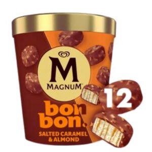 Magnum Bon Bon Ice Cream Salted Caramel & Almond 12x17ml – Frozen Bites in Tin from Goldenacre Minimarket.