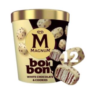 Magnum Bon Bon Ice Cream White Chocolate & Cookies 12x17ml – Frozen Bites in Resealable Tin from Goldenacre Minimarket