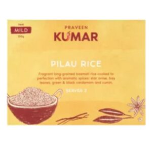 Praveen Kumar Pilau Rice 350g – Authentic Indian-style ready meal available at Goldenacre Minimarket Edinburgh