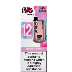 IVG Pro Strawberry Ice 12ml Vape – Compliant Vape 20mg/ml Nicotine with 10K Puffs and Rechargeable Battery