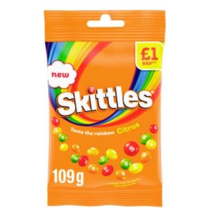 New Vegan Skittles Citrus Sweets 109g - Tangy, Fruity, and Perfect for Kids.