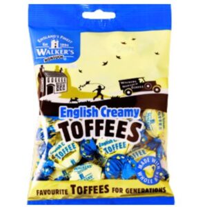 Walkers Nonsuch English Creamy Toffees 150g – classic British toffee sweets in a golden, resealable bag.