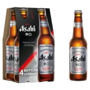 Asahi Super Dry Beer Lager Bottles 4x330ml – Japanese crisp beer available in Edinburgh – Buy online from Goldenacre Minimarket