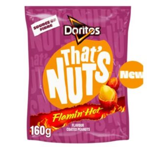 Doritos That’s Nuts Flamin’ Hot Sharing Coated Peanuts 160g available online at Goldenacre Minimarket Edinburgh