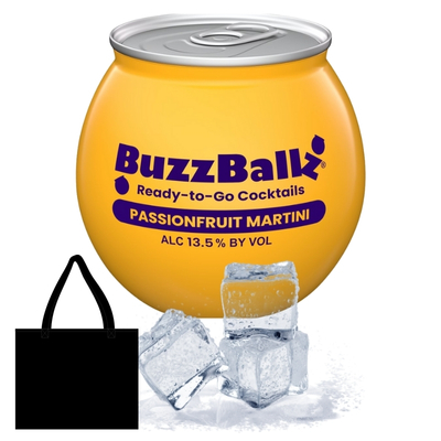 BuzzBallz Pornstar Martini Cocktails 10 x 200ml 10 Pack with cocktail bag and ice available at Goldenacre Minimarket Edinburgh