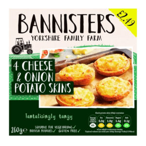 BANNISTERS FARM 4 CHEESE & ONION POTATO SKINS PM£2.49
